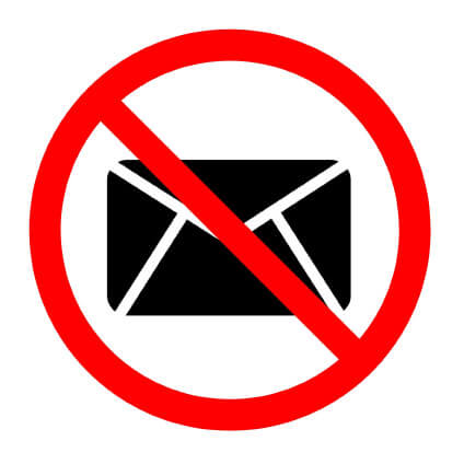 The email icon with a slash through it symbolizing that you should not ask for a raise over email.