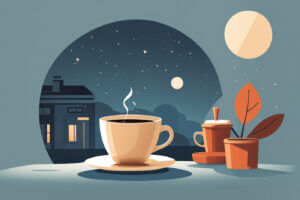 late night coffee illustration representing night work