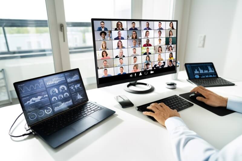 Photo of remote teams using HR tech for collaboration