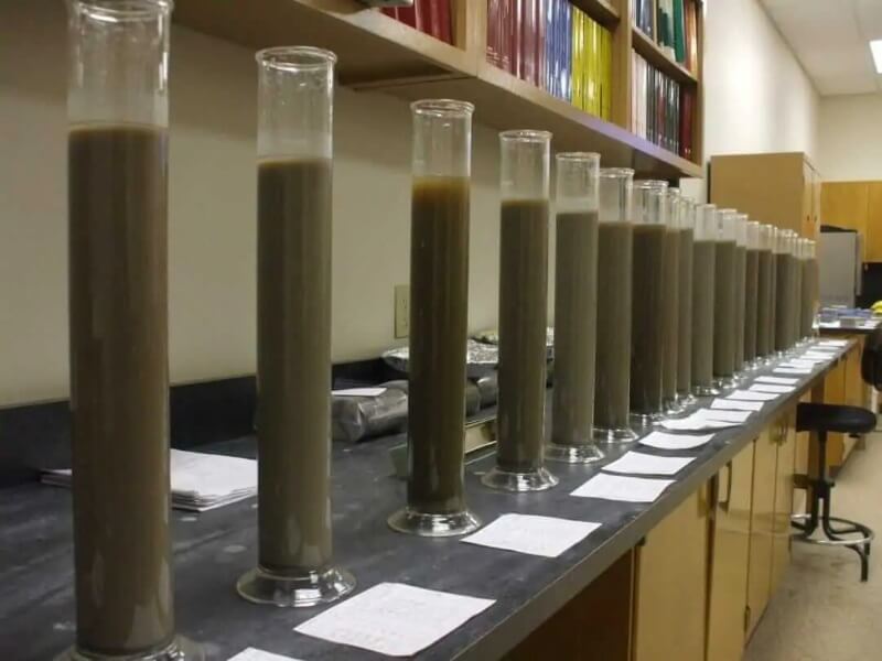 Concrete testing using different materials in a materials testing lab
