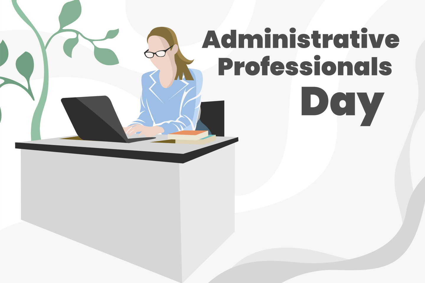 woman on laptop at desk, a symbol for happy admin day