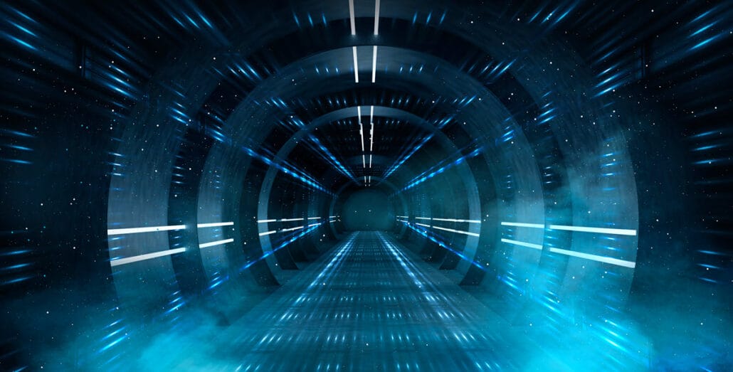 A futuristic tunnel representing an technology-driven future