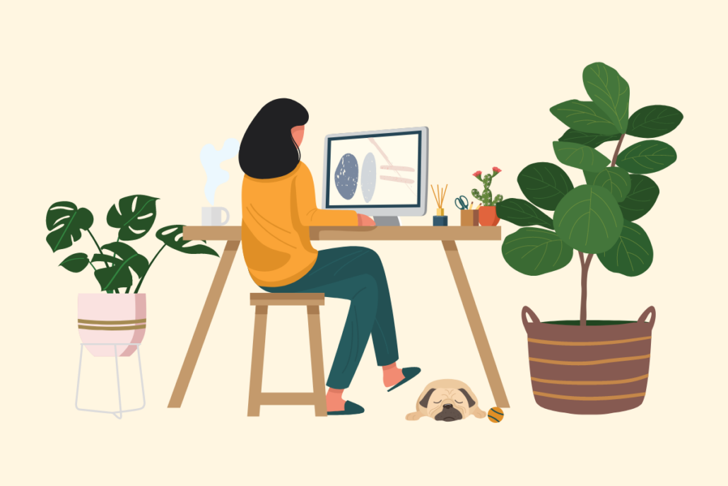 Illustration of a home workspace