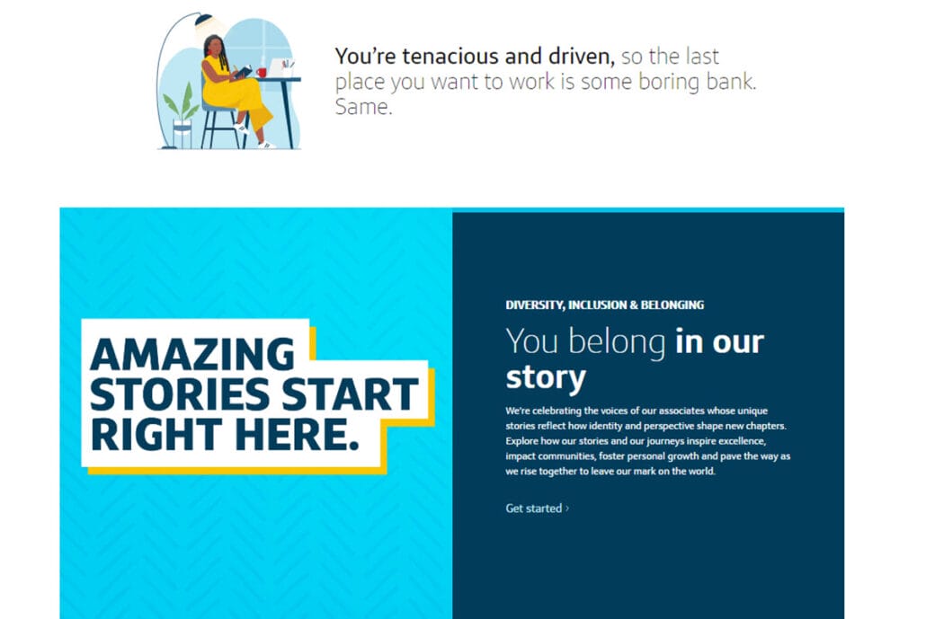 Capital one careers website with personality