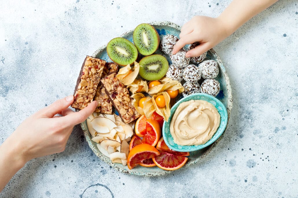 A variety of bite sized snacks for work