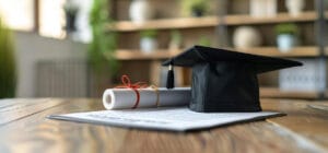 A graduation cap and 2 year degree that will be used to obtain high-paying jobs