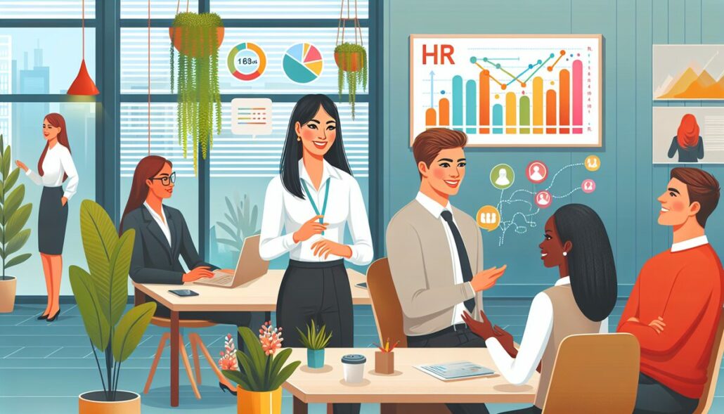 An illustration highlighting the benefits of having an HR department in a small company.