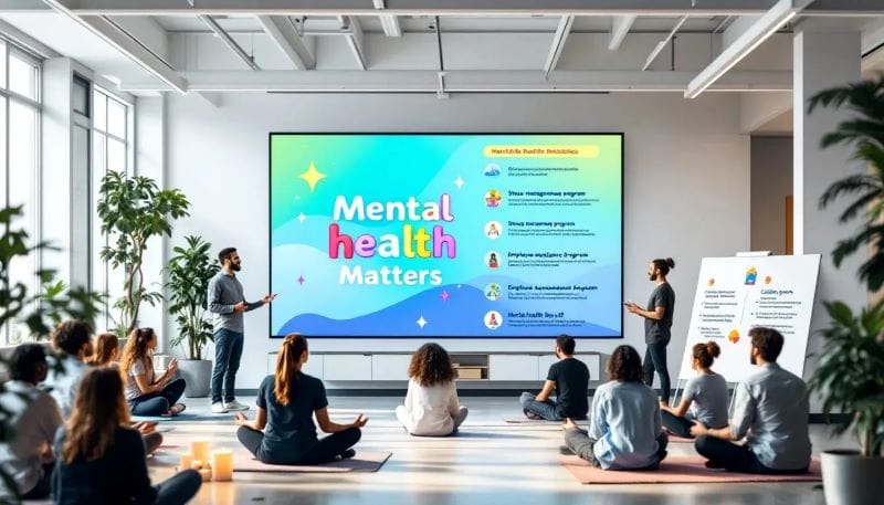 A supportive workplace environment emphasizing employee mental health.